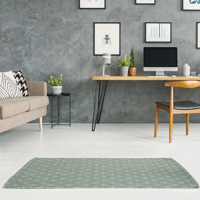 Tapis vert/gris zig zag, Rectangle 9 pi x 12 pi