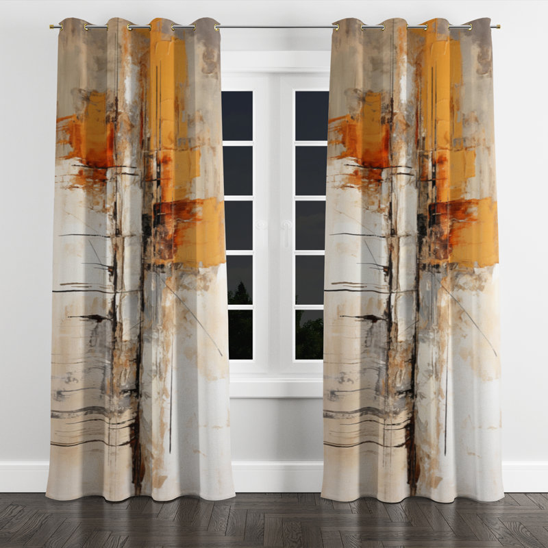 Analyn - Modern Grommet Curtain - Velvet Room Darkening - 1 Panel, 52" W x 108" L, Golden Grommets