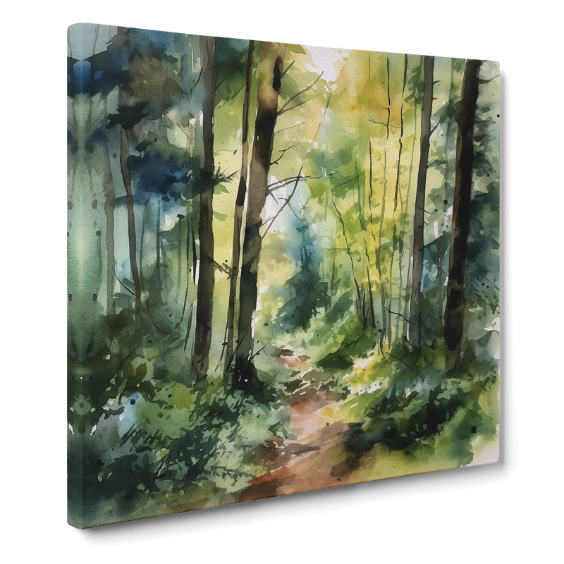 Forest Watercolour No.3 - Wrapped Canvas, 35cm H x 35cm W x 3cm D