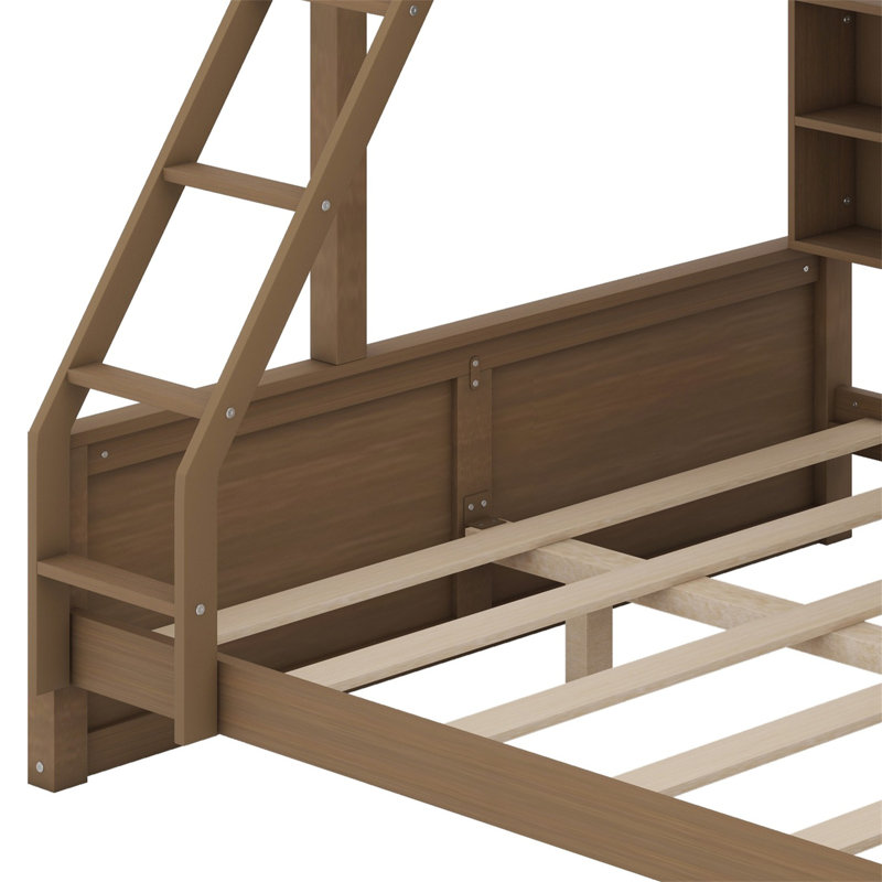 Lit superposé avec armoires de rangement et ports USB, Bois antique, Simple TG sur grand