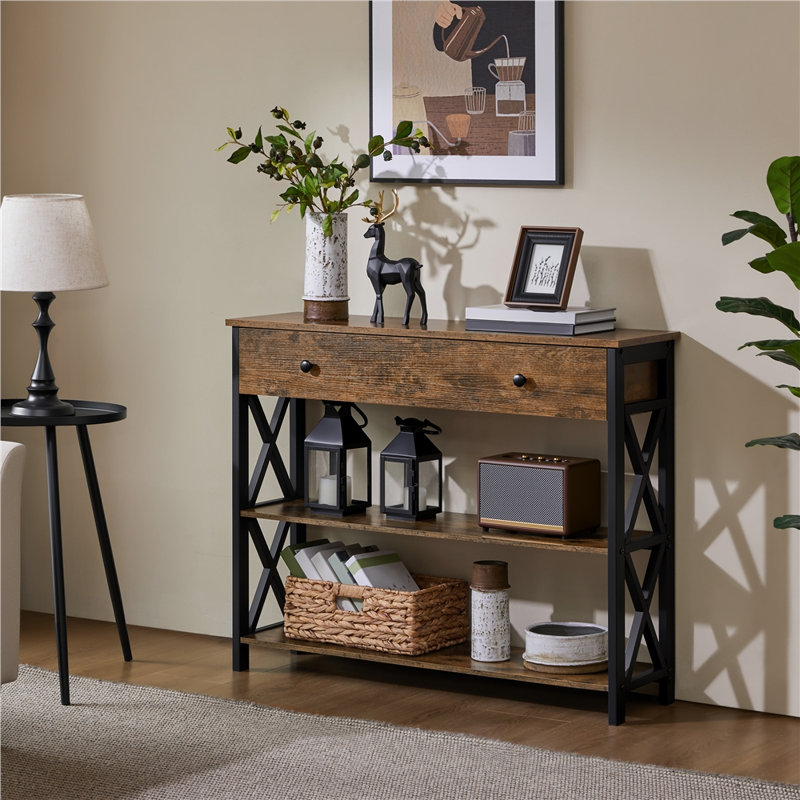 Keivha 39.5'' Console Table, Rustic Brown