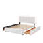Queen Size Upholstered Platform Bed With Classic Headboard And Drawers-595469561
