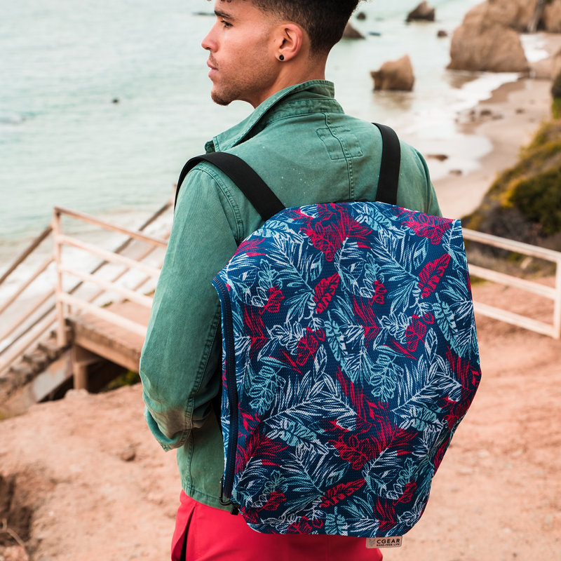 Sac à dos léger de surf sans sable, Bleu floral / bleu marine
