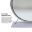 Tabouret de coiffeuse minimaliste moderne en fausse fourrure blanche avec structure en métal chromé et miroir rond haute définition