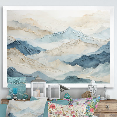 «Minimalisme gris et bleu, brise de montagne - paysage montagneux, reproduction d'art sur toile»