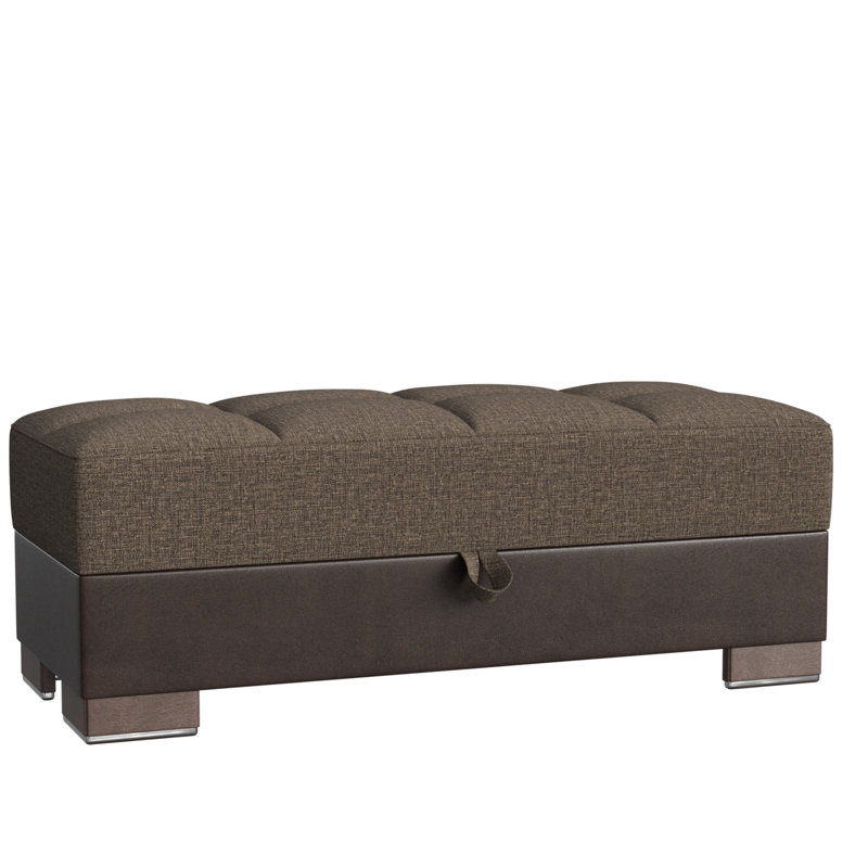 Repose-pieds en polyuréthane avec rangement Primenest Skyhaven, Marron clair