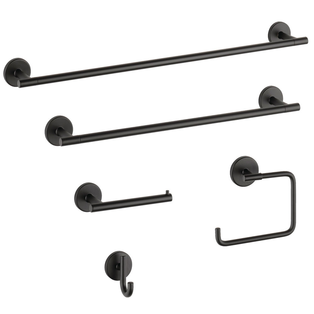 Trinsic Wall Mount Towel Bar Bath Hardware Accessory, 1.13" H x 24" L x 3.31" D, Matte Black