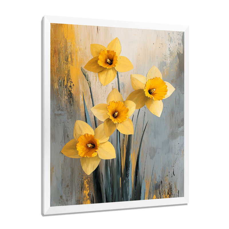 Hermina - Floral Wall Art, H 40 po x l 30 po, Reproduction encadrée d'une seule photo, Blanc
