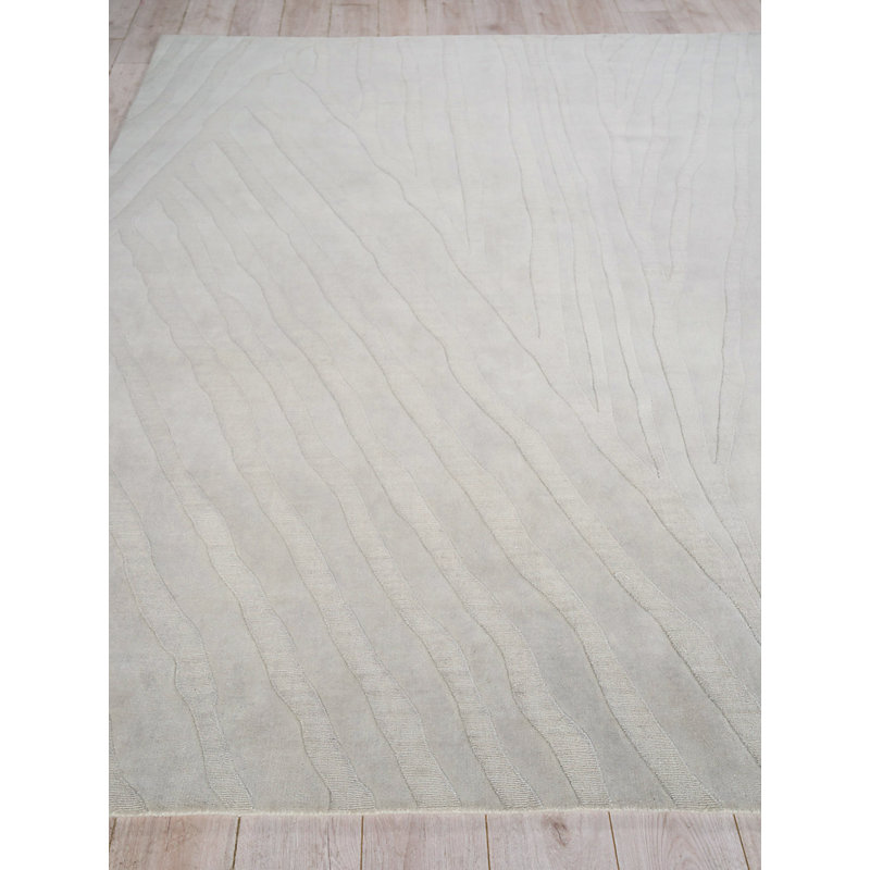 Tempo Wool Abstract Area Rug in Light Silver, Rectangle 10' x 14'