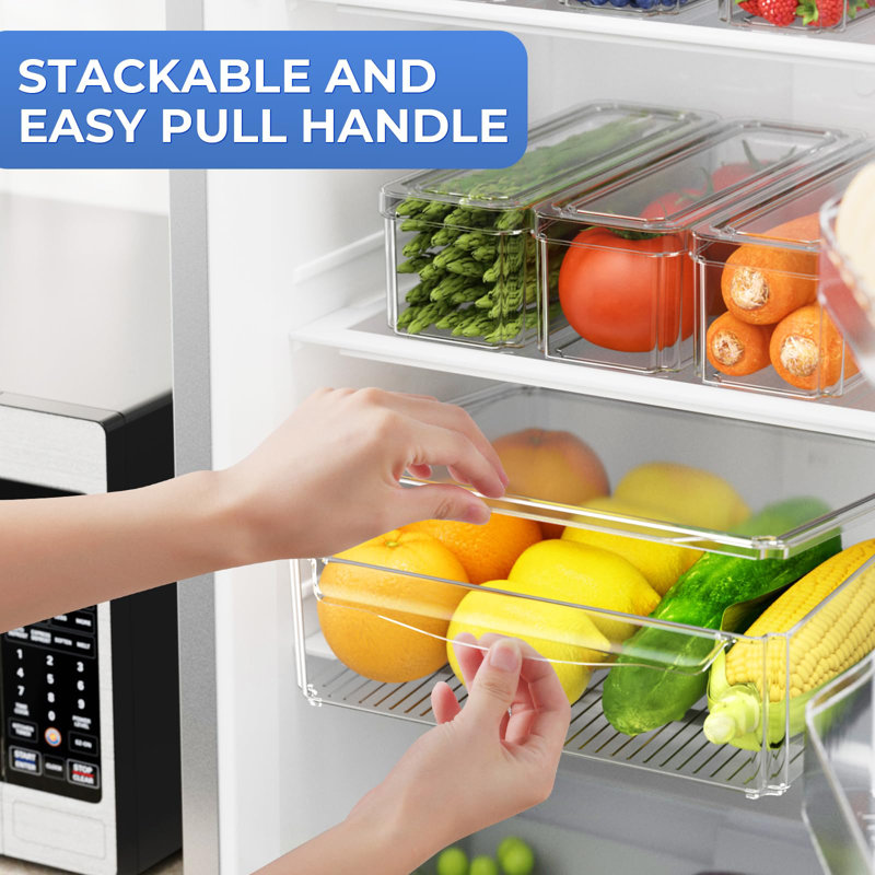 10 Pack Refrigerator Organizer Bins Stackable With Lids, Clear Fridge Organizers And Storage, Kitchen Organizer Storage Containers