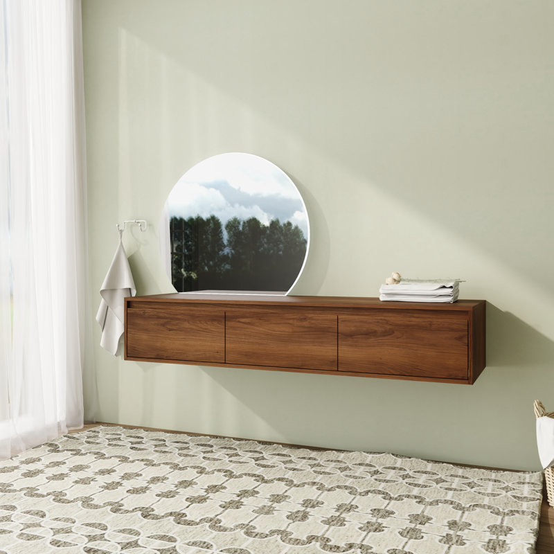Rangement mural pour salle de bain flottant 60 po avec tiroir à fermeture en douceur 60 po, H 11,07 po x l 60 po x P 18,01 po
