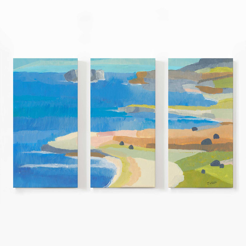 Fantaisie côtière irlandaise | Impression sur toile 3 panneaux, H 36 po x l 54 po