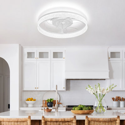 Ventilateur de plafond avec lumières RVB RVB, ventilateur de plafond à profil bas Fandelier de 19 po, intensité variable 3000K-6000K et ventilateur de plafond à DEL encastré moderne avec télécommande pour chambre à coucher