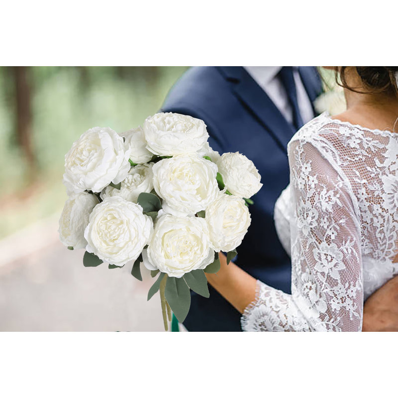 Arrangement floral bouquet de pivoines rétro, Blanc