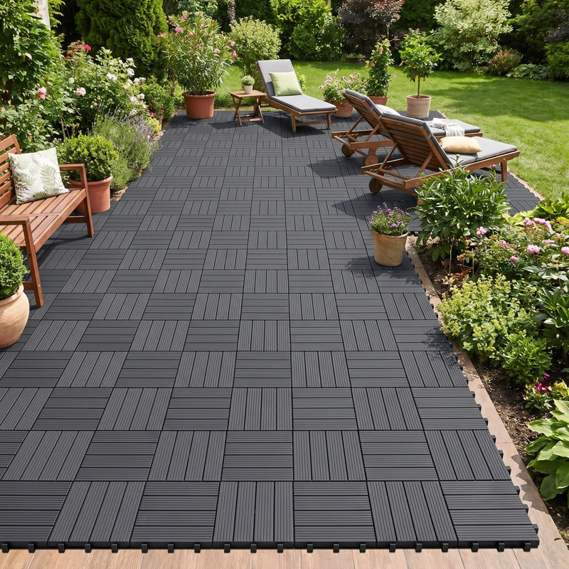 Carreaux de terrasse en plastique 12 "x 12" (ensemble de 36), Gris foncé