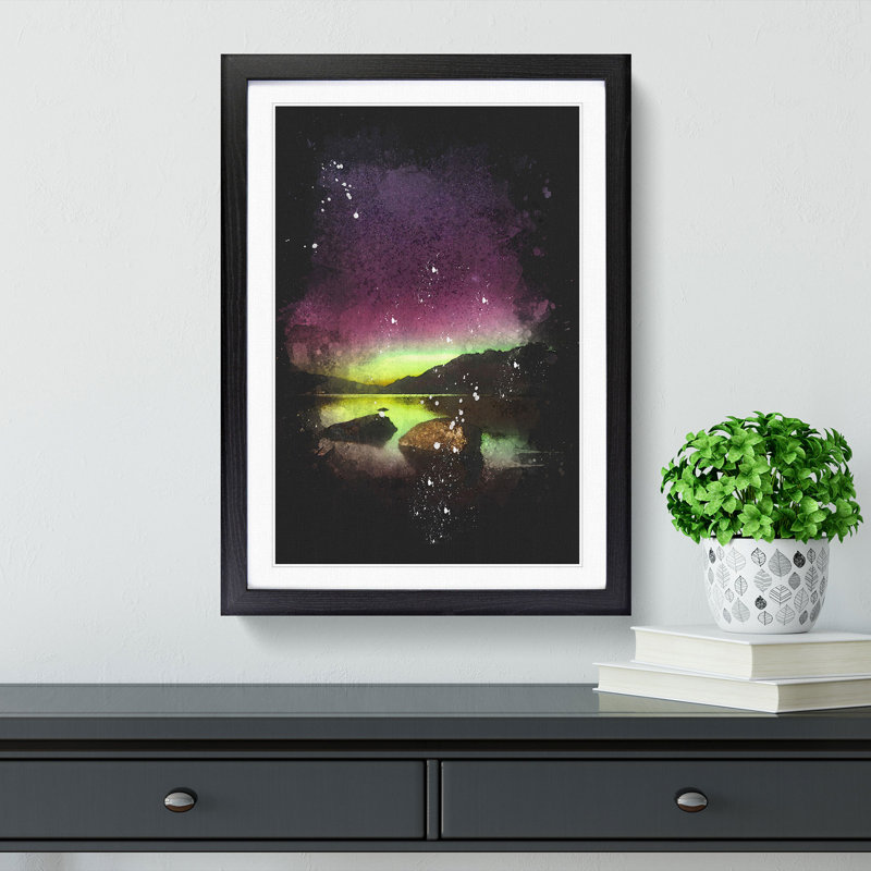 Aurora Australis Southern Lights - Print, 87cm H x 62cm W x 2cm D, Black Single Picture Frame Wood