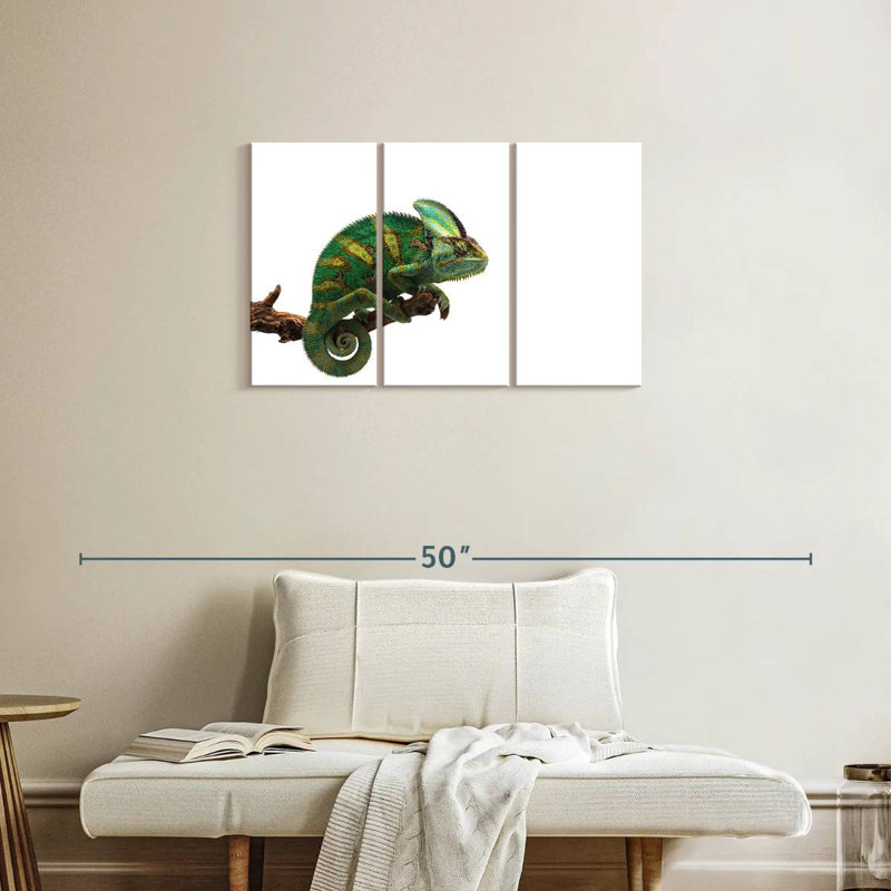 Green Veiled Chameleon, 20" H x 33" W
