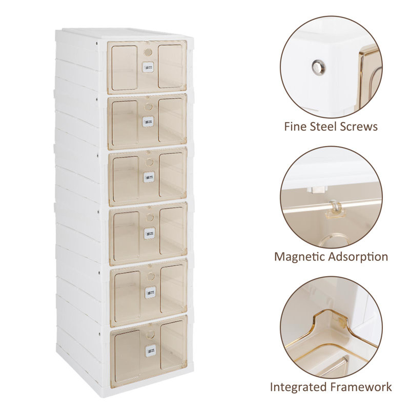 6 Pair Stackable Shoe Storage Cabinet