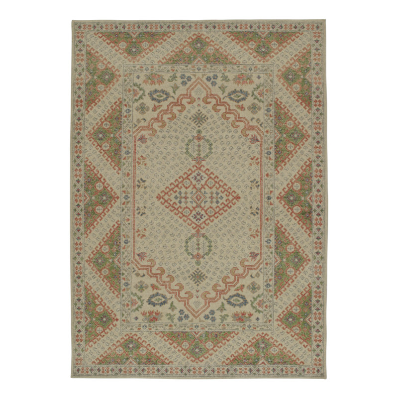 Distressed Homage Hand Knotted Wool Geometric Area Rug, Rectangle 10' x 14'