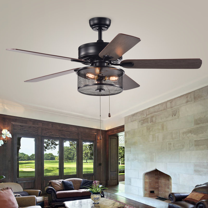 Ventilateur de plafond standard à 5 pales Amaud avec chaîne de traction et ensemble d'éclairage inclus