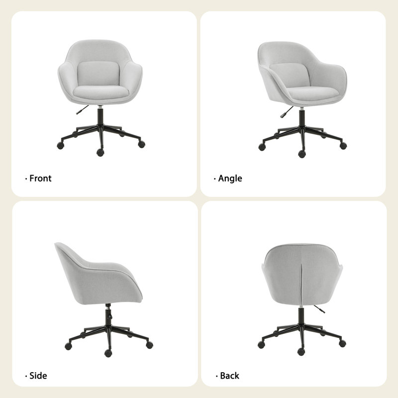 Leoh 37.5"Tall Modern Office Chair Curved Backrest with Height Adjustable and Metal Base, Gray