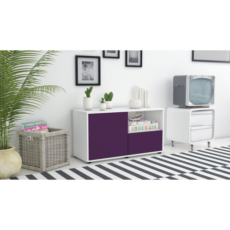 Sincere 92cm W 1 - Drawer Chest of Drawers, Purple / Matte White