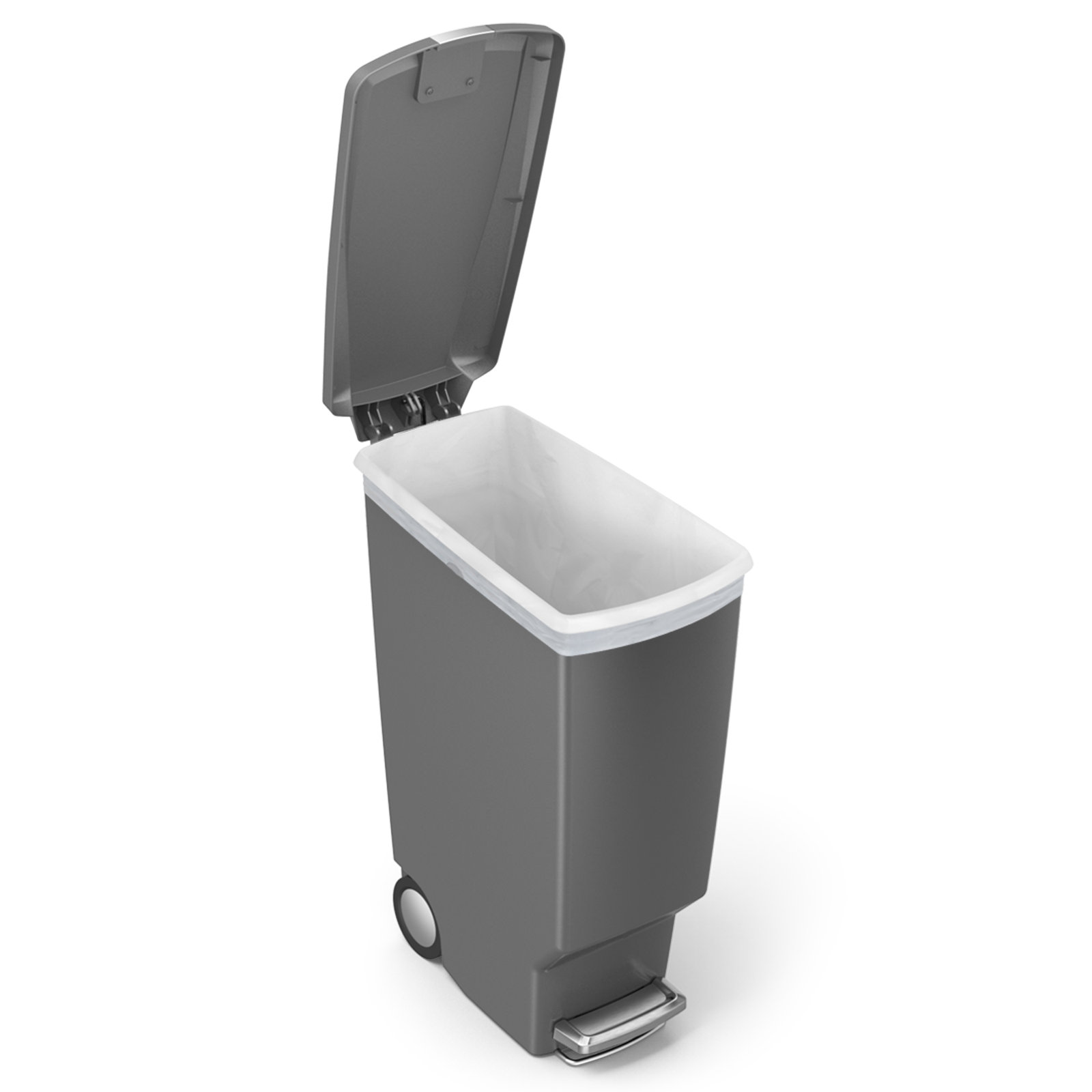 simplehuman 10.6gal Slim Step-On Can, Gray