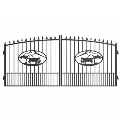 14FT Iron Dual Swing Driveway Gate - Ox Design