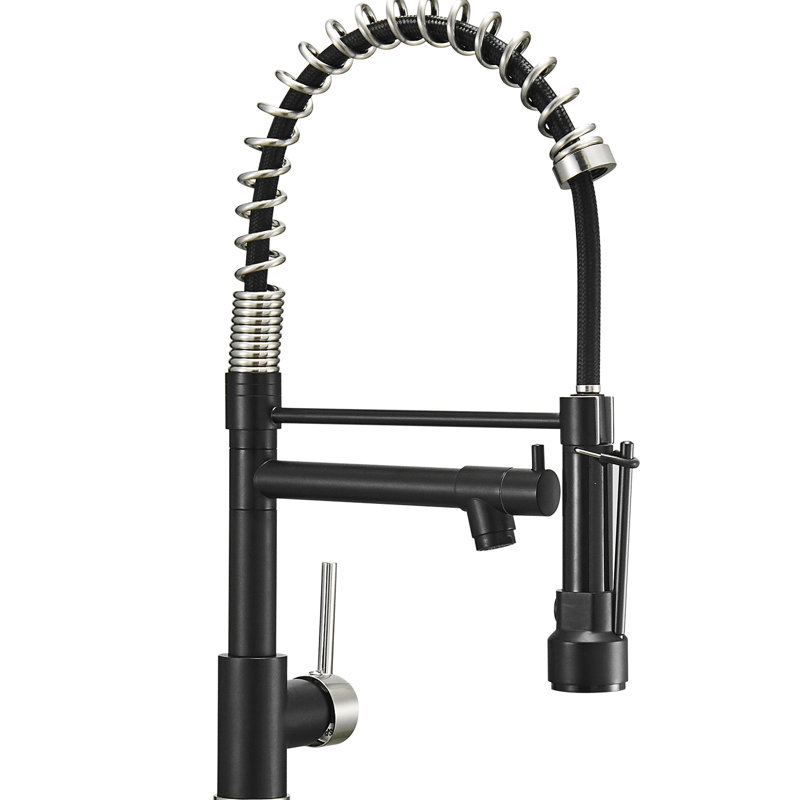 Robinet d'évier de cuisine rétractable, à deux réglages, matériau en laiton pour les cuisines contemporaines, robinet à poignée simple avec eau chaude et froide, conception moderne