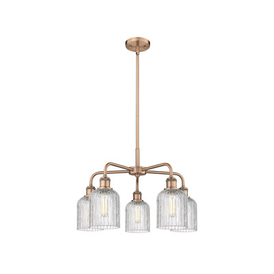 Fiennes 5 - Light Steel Dimmable Bell Chandelier