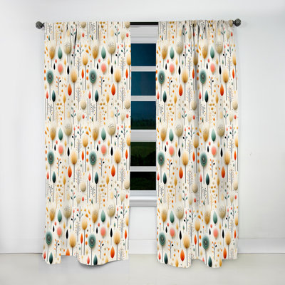 Simplicity In Scandinavian Flowers VII - Abstract Curtain - Velvet Room Darkening - 1 panel
