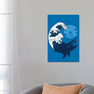 Shark Wave 1 Piece Wrapped Canvas Painting