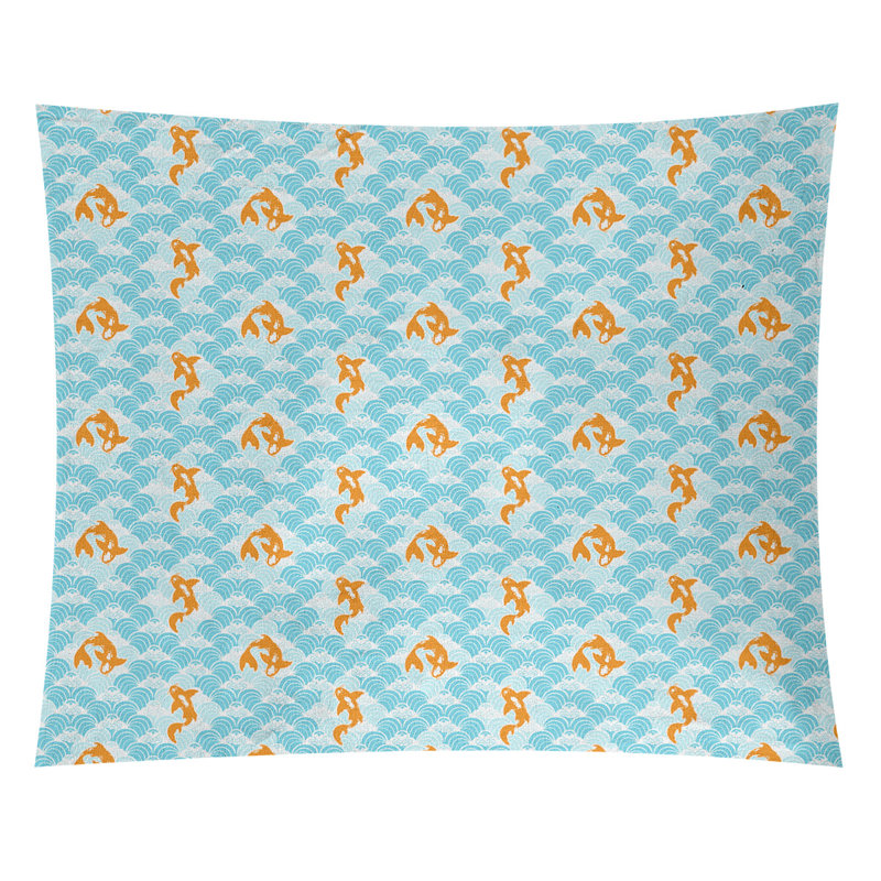 Koi poissons et vagues par katelyn elizabeth tapisserie Avicia, Intérieur / extérieur, H 60,5 po x l 81,5 po