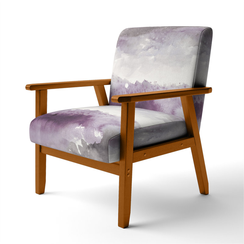 Chaise d'appoint Hansgorg - Midnight At The Lake II - améthyste et gris, Accoudoirs carrés bruns