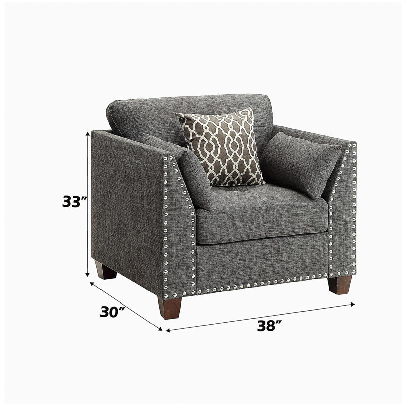 Chaise en lin gris anthracite Laurissa avec 3 coussins