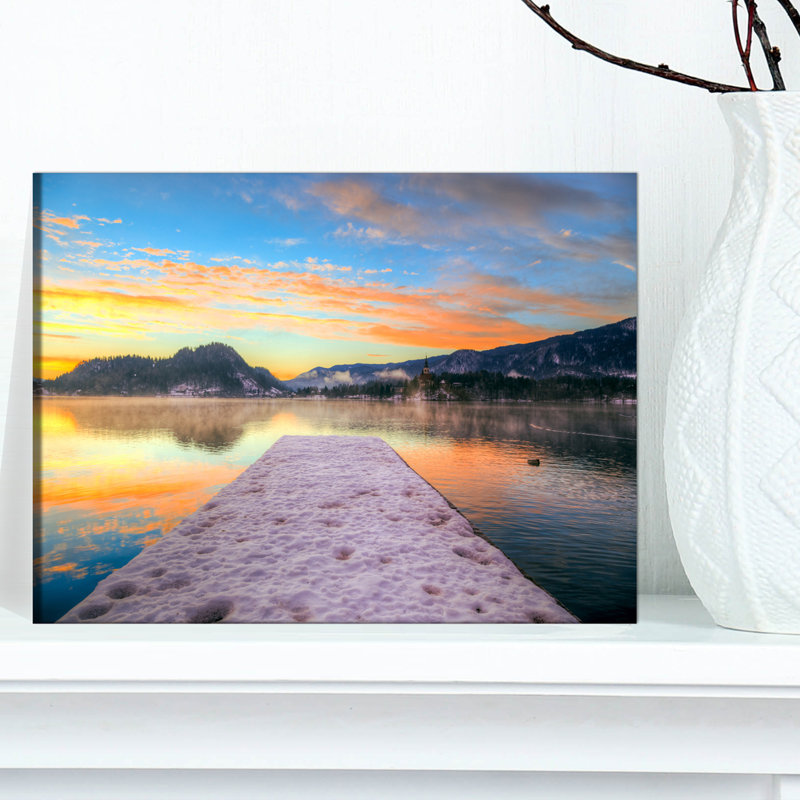 Bled et son lac - Imprimé, H 20 po x l 20 po x P 1 po, Toile tendue