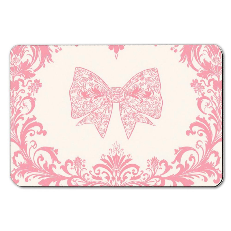 Tapis de bain rose à motif de nœuds papillon 36 x 24