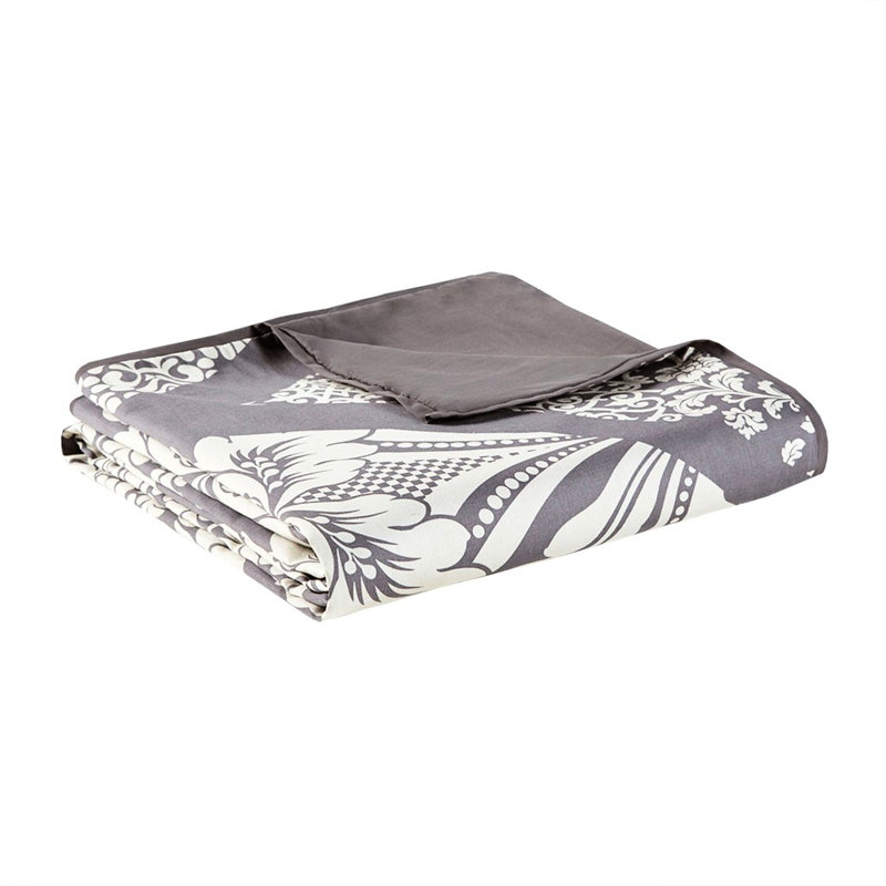 Lit double / grand avec motif complexe et literie en coton lavable à la machine