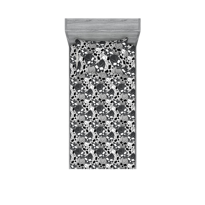 Drap-housse et taie décorative Ambesonne gris anthracite et coquille d'œuf