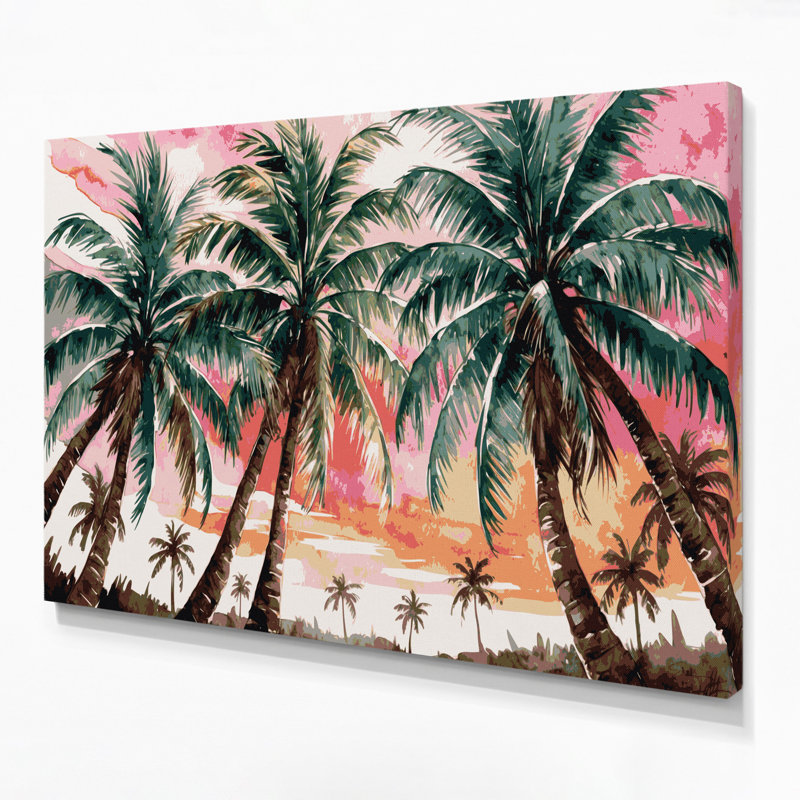 Art mural sur toile hawaïenne cocotier brun, H 12 po x l 18 po