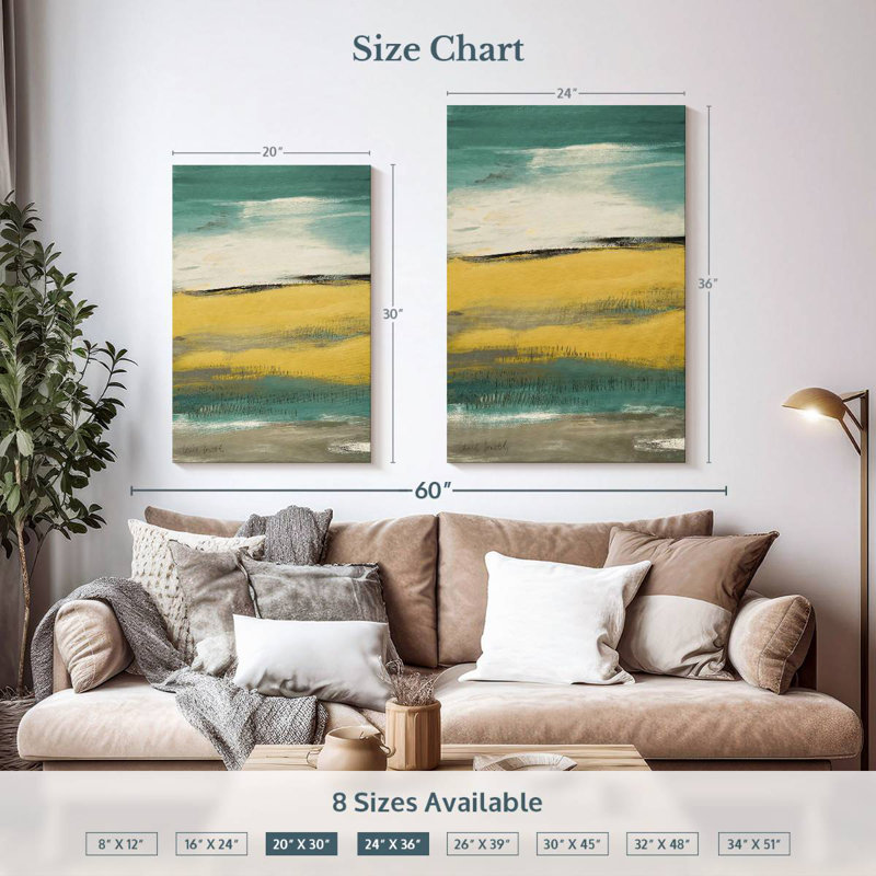 Avery Teal Flatlands, 36" H x 24" W