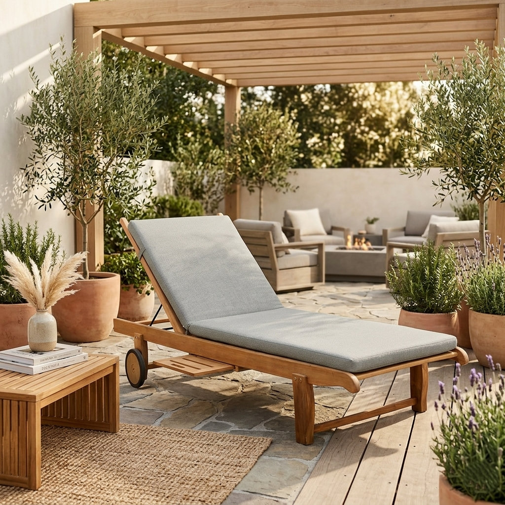 Castile 24" Teak Patio Chaise Lounge Set