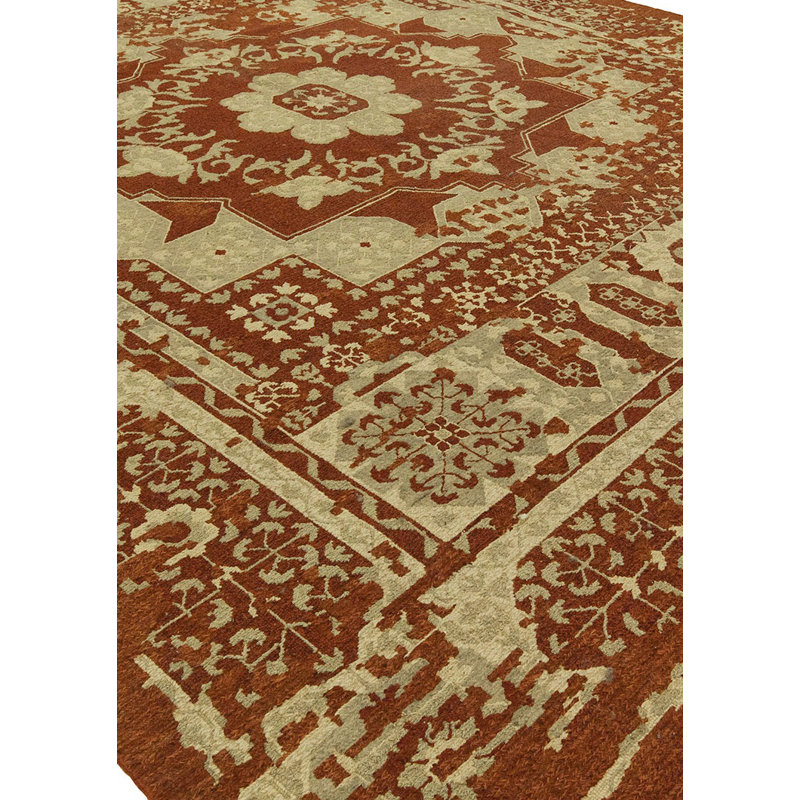 Tapis oriental en laine rouille, Rectangle 10 pi x 14 pi