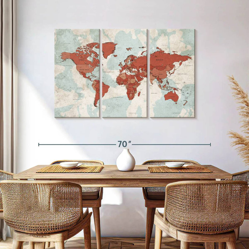 Keiri Aged World Map XII, 36" H x 57" W