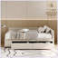Lit plateforme simple tapissier en forme de L avec rangement et tiroirs-1035015263