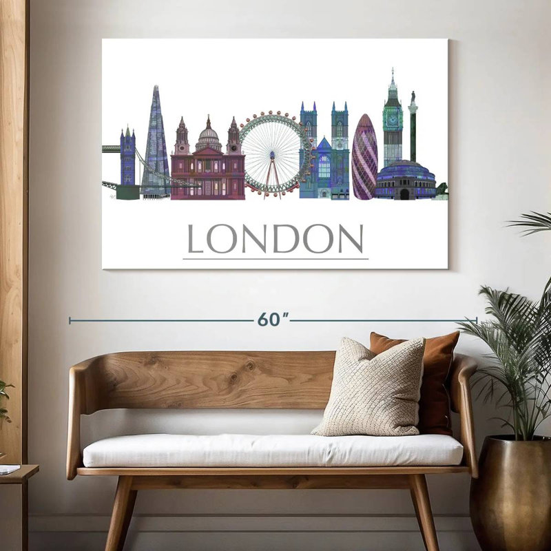 Rorry London Skyline Coloured Buildings, 34" H x 51" W