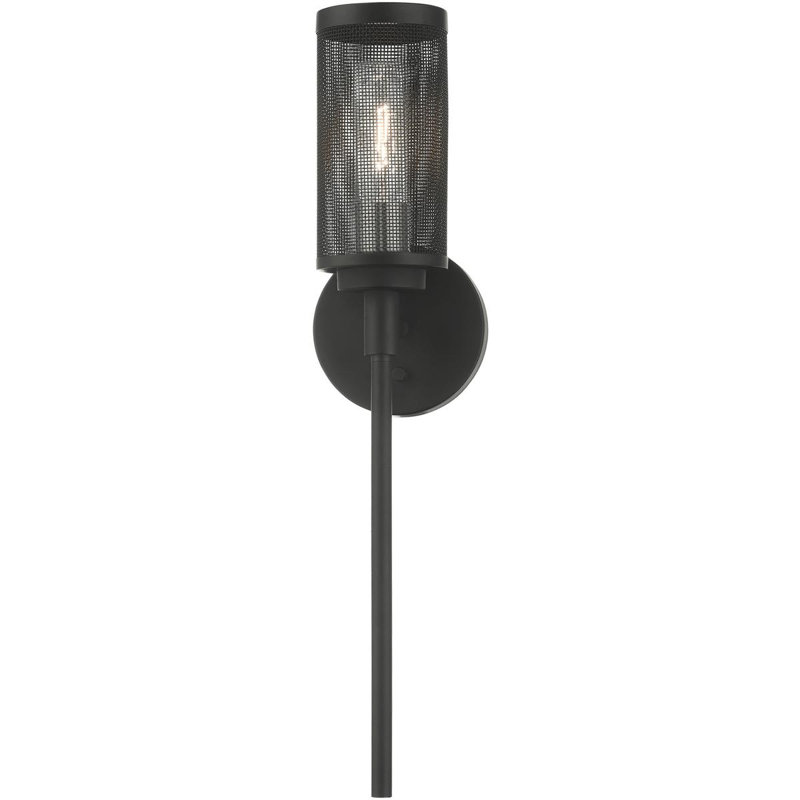 Applique murale en acier 1 lumière avec abat-jour en acier 5,125 pouces, Noir