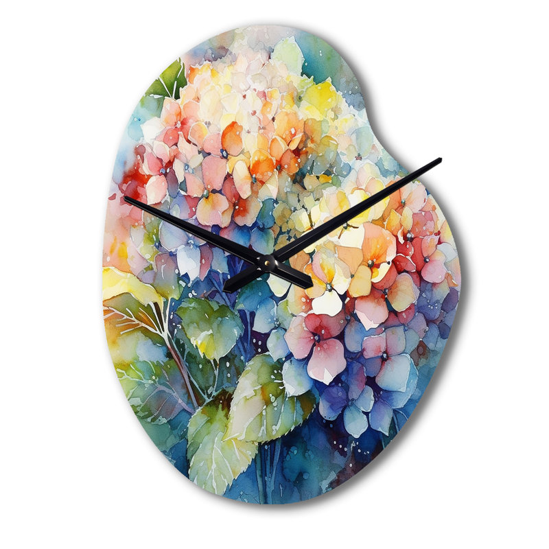 Horloge murale en forme d'hydrangée bleue et bleue, Petit