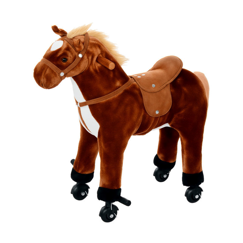 Faria Plush Walking Horse Ride On Toy Rocking Horse for 2+ 50cm Tall, Brown