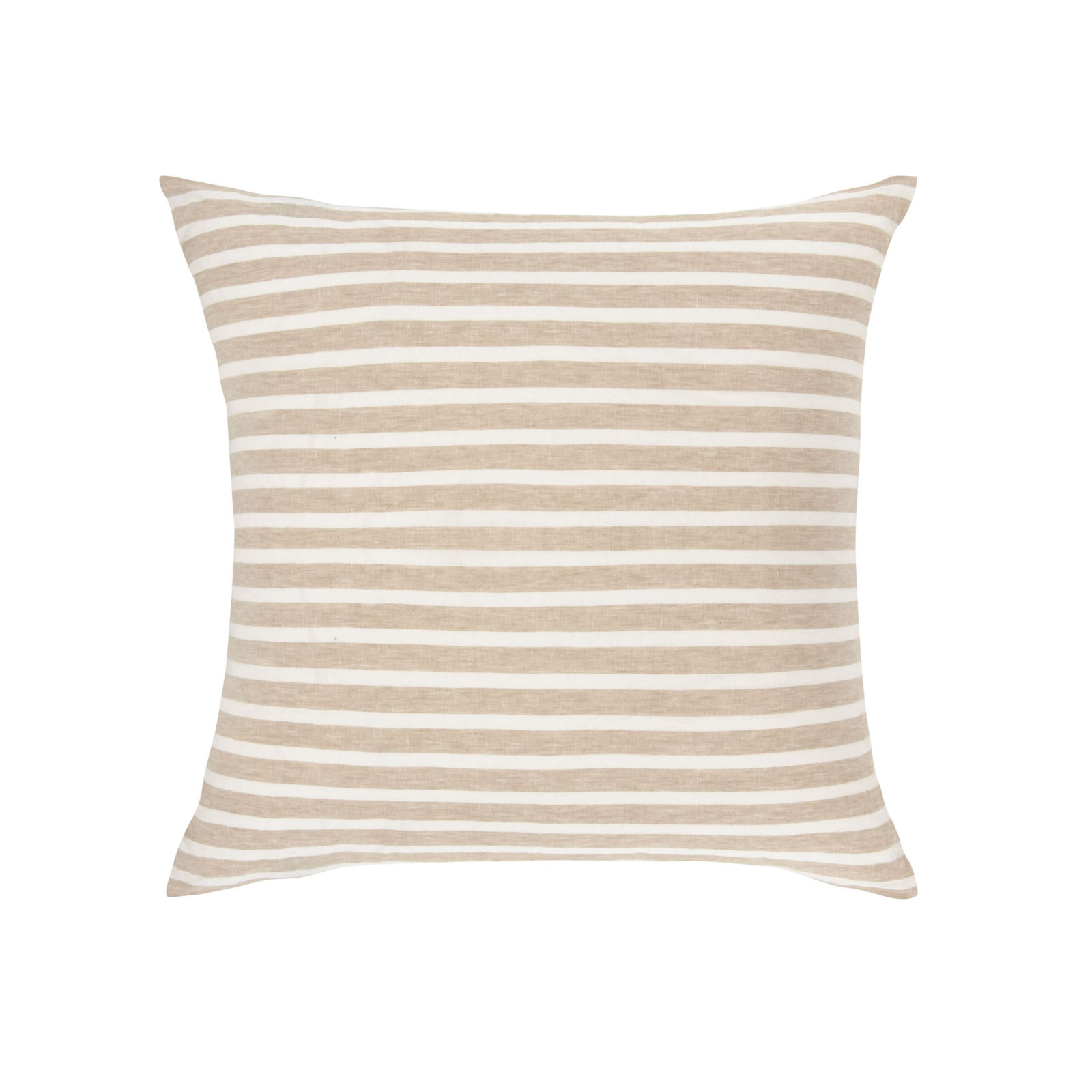 100% French Linen Pillow Sham, Square 20", Putty & Cream Stripe, Pillow Cover Only - No Insert